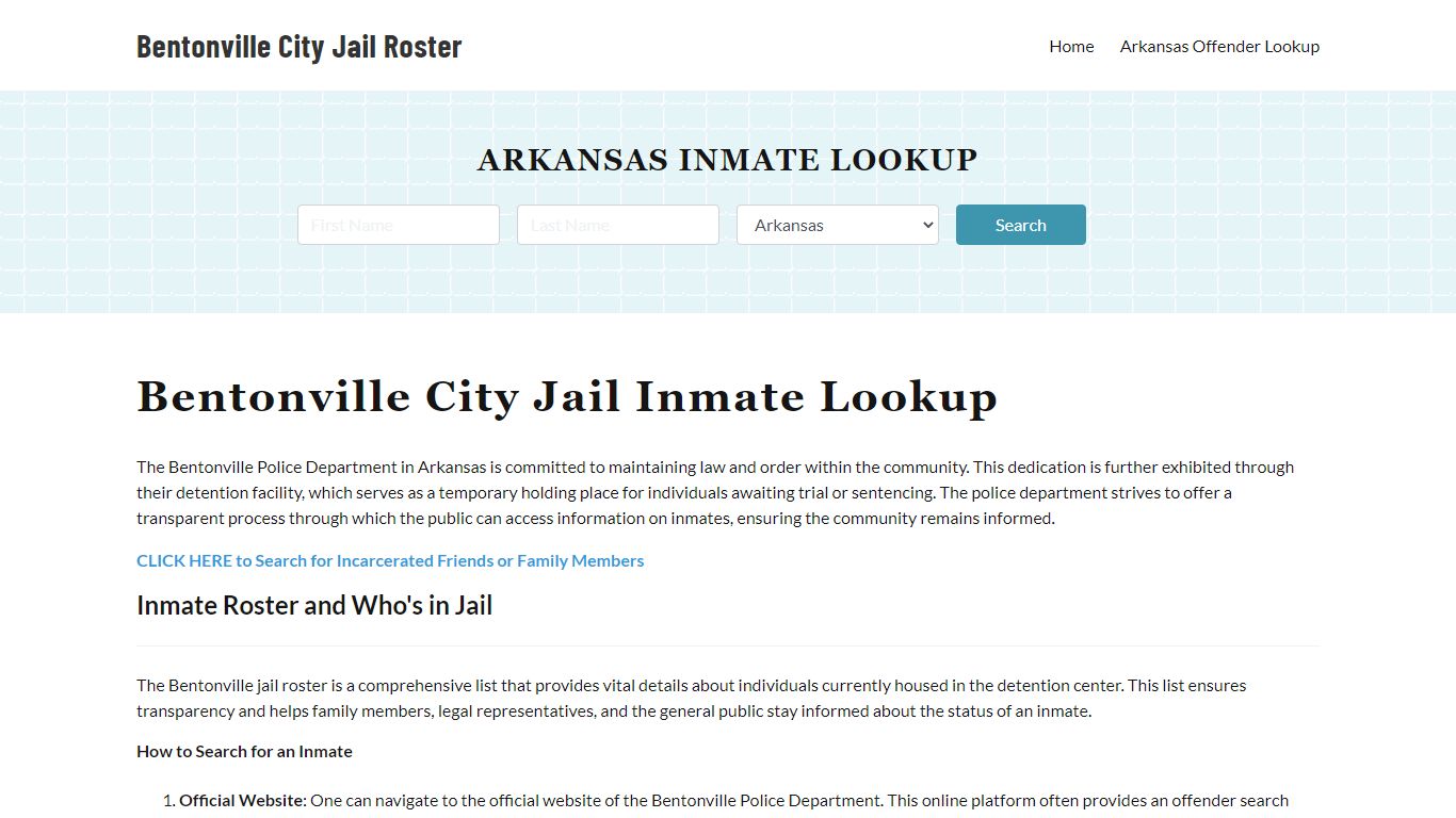 Bentonville Police Department & City Jail, AR Inmate Roster, Arrests ...