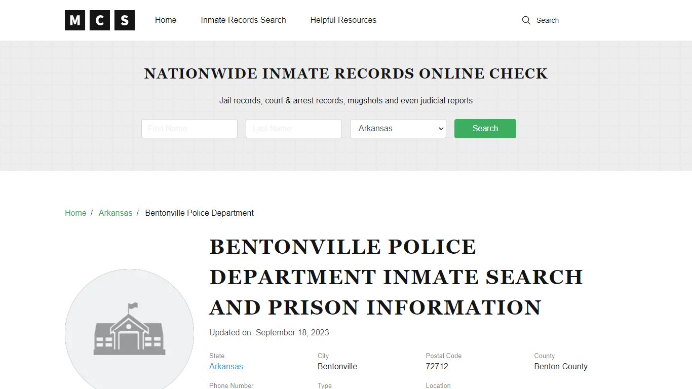 Bentonville, AR Police and Jail Records